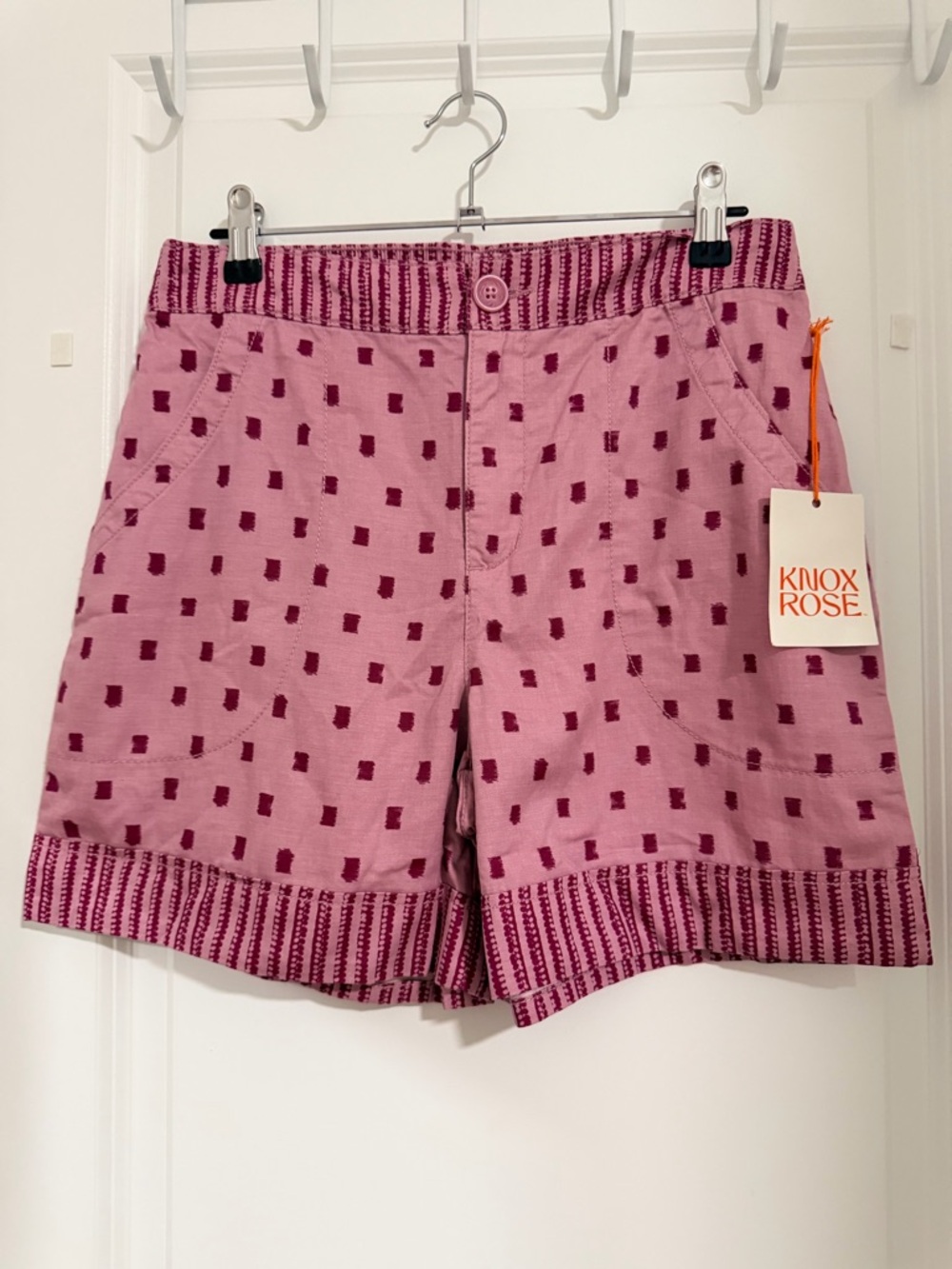 NWT! Knox Rose pink crepe high-rise relaxed-fit shorts